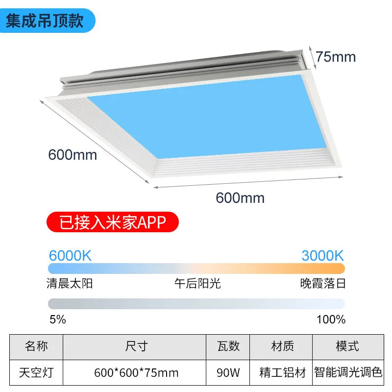Modern Smart Integrated LED Ceiling Light Sky Blue Clouds Effect Daylight Simulation for Kitchen Home Lighting Room Decor