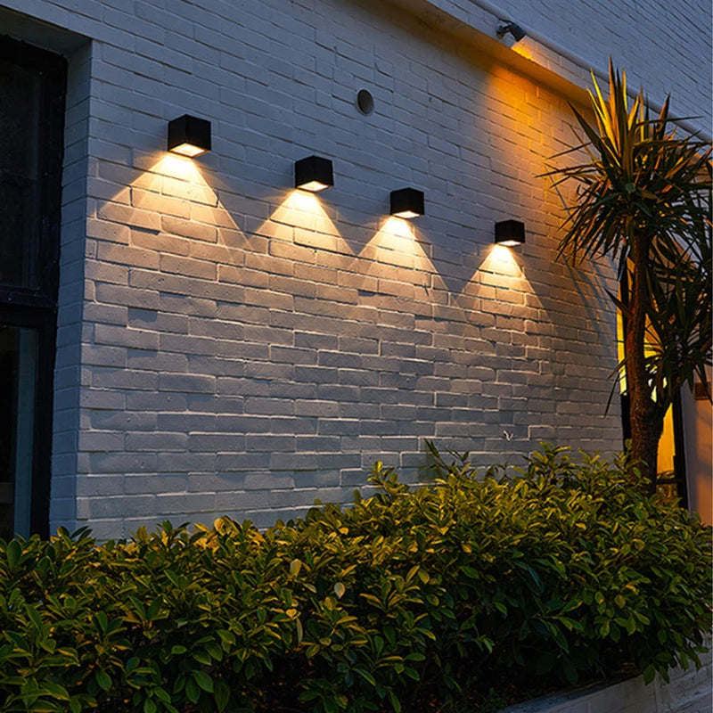 Outdoor Solar Wall Lights Square Solar Wireless Wall Sconces Lights IP65 Waterproof Decorative for Garden Yard Patio Fence Decor