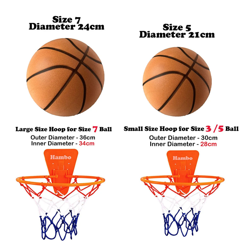 Silent Basketball Size 7#(29.5")6#/5# Dribbling Indoor Grooved Airless Foam Basketball Quiet Dribbling Training Silent Ball Gift