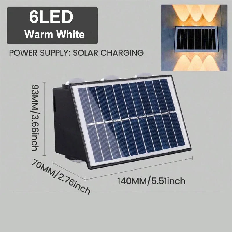 Solar Wall Washer Light Up and Down Lighting Outdoor Solar Fence Lights Waterproof Wall Lamp for Yard Garage Walkway Porch Decor