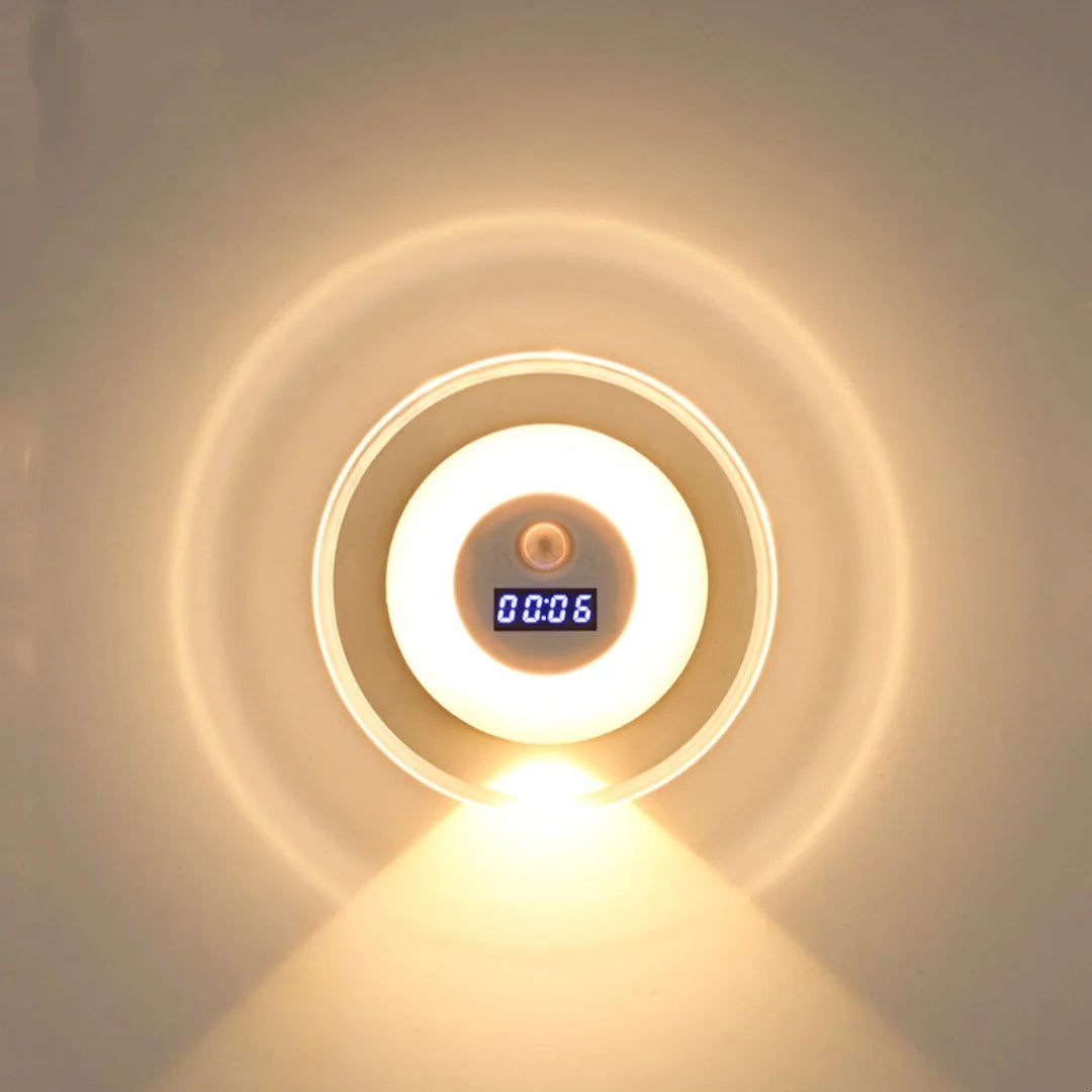 Auto On/Off Smart Sensor Night Light with Clock, Dual Mode Hill & Ambient Light, 3-5M Motion, 3 Colors, LED Wall Lamp forBedroom