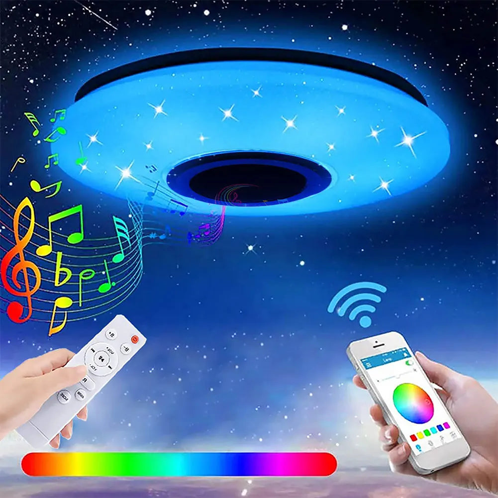 LED Ceiling Light Smart RGB Lighting APP Bluetooth Speaker Music Lamps Dimmable Chandeliers For Home Bedroom with Remote Control