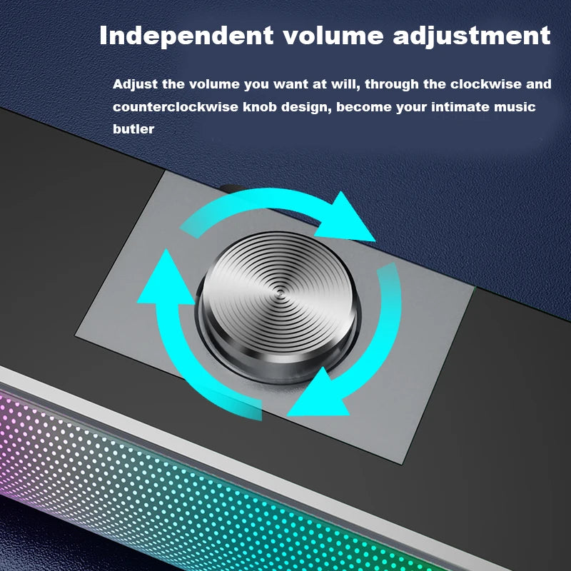 USB Bluetooth-compatible Powerful Computer Speaker Bar  Subwoofer Bass Speaker Surround Sound Box LED For PC Laptop Phone Tablet