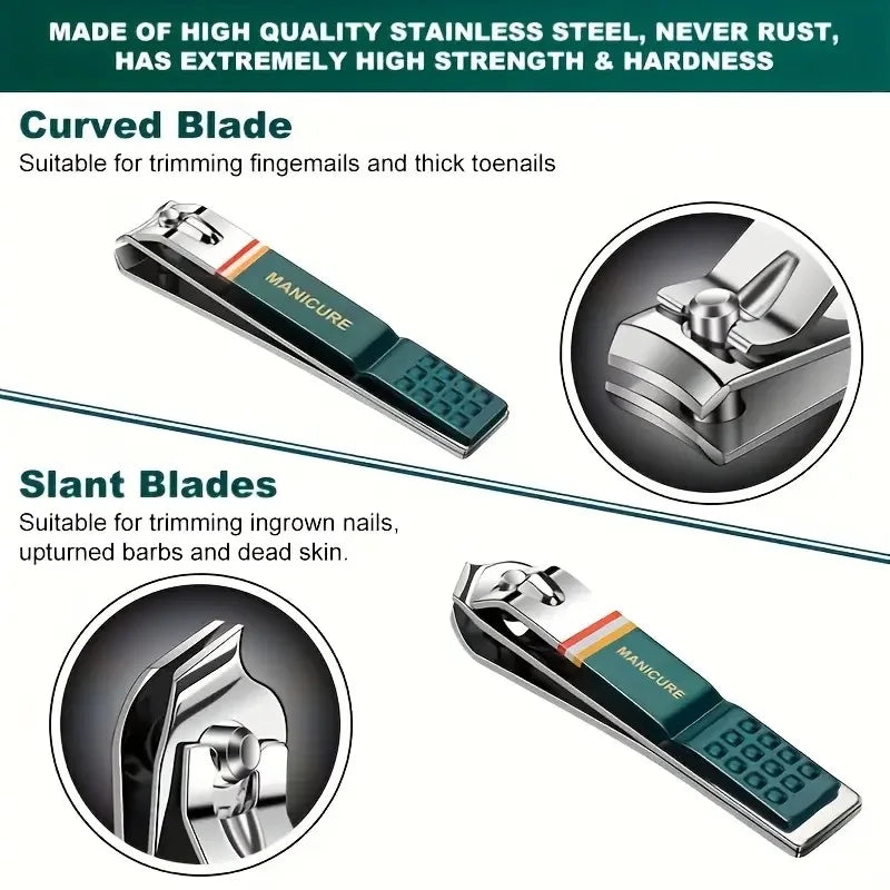 Nail care set - Stainless steel manicure and pedicure set - Nail clipper set - Gift with travel case
