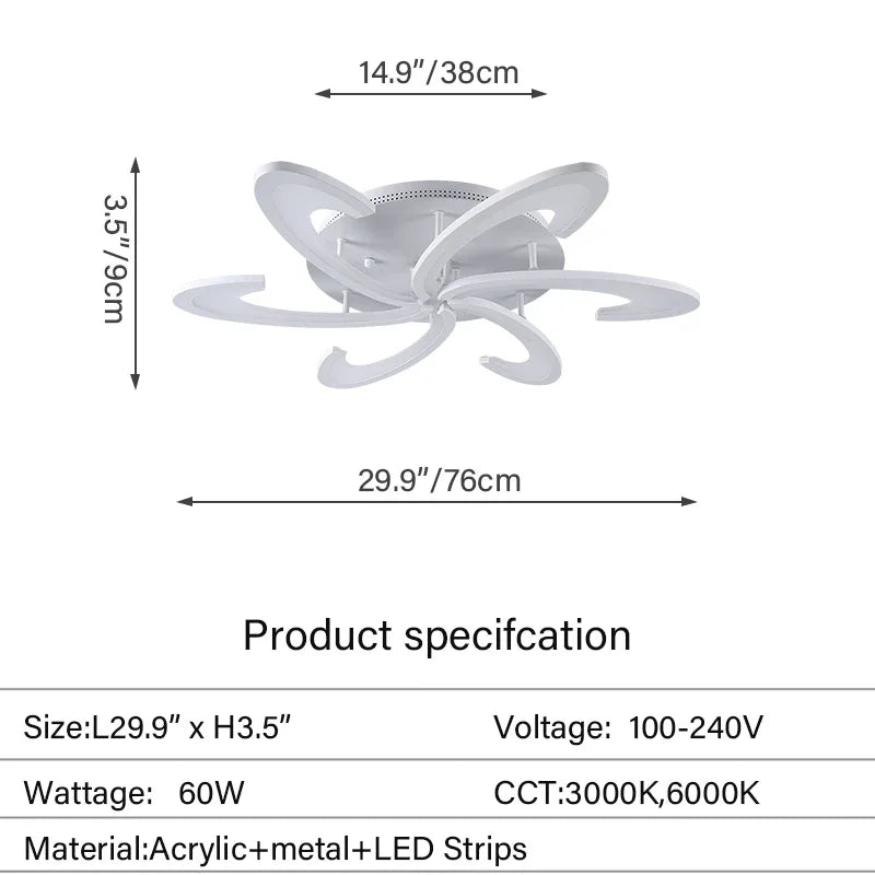 Modern Led Acrylic Ceiling Light Fixture Creative Design Led Chandelier Ceiling Lamps RC Dimming  Indoor Lighting Plafon Lustres