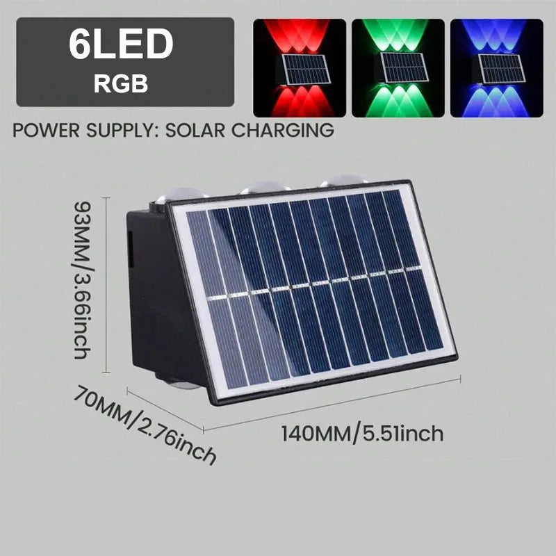 Solar Wall Washer Light Up and Down Lighting Outdoor Solar Fence Lights Waterproof Wall Lamp for Yard Garage Walkway Porch Decor