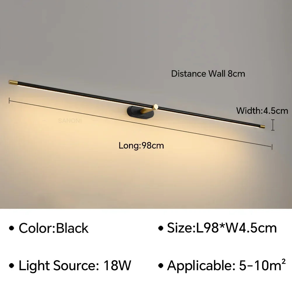 Modern Mirror LED Wall Lamps Minimalist Bathroom Wall Lamps For Bedroom Bedside Sconces Decorative Wall Mirrors Lighting Fixture