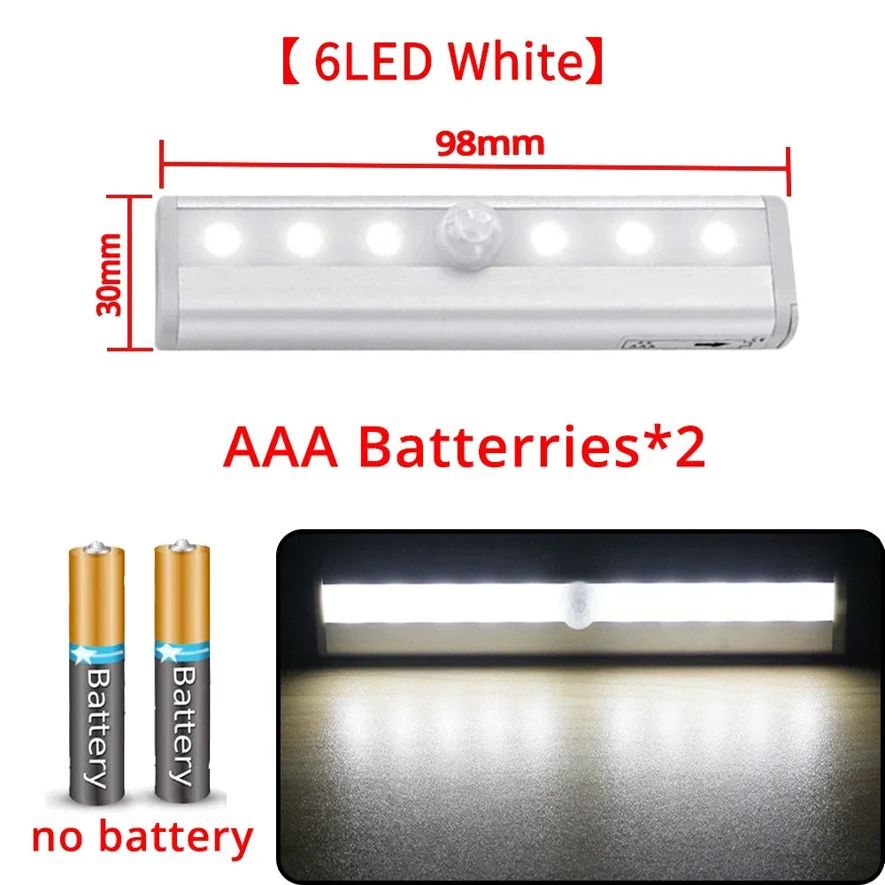 1/2/4/8X Smart Perception Closet Stairs Lighting 6/10LED PIR Motion Sensor Lamp Cupboard Wardrobe Bed Under Cabinet Night Light