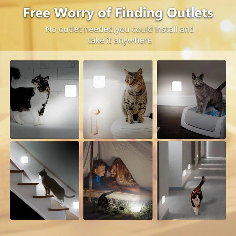 LED Light Smart Human Sensor USB Charging Square Lamp Emergency Automatic Lighting for Bedroom Kitchen Hallway Cabinet Lights