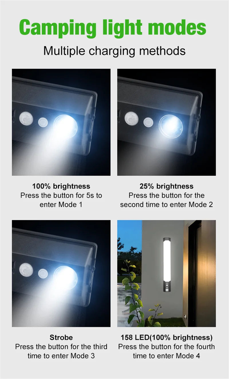 Solar Lights Outdoor Motion Sensor 158LED Flood Lights with Remote Control IP65 Dusk to Dawn Security Spot Lamp For Garden Fence