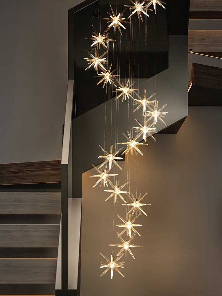 Lustre Attic Kitchen Hotel Led Ceiling Chandelier for Dining Decor Living Room Lamps Modern Meteor Shower Indoor Pendant Light