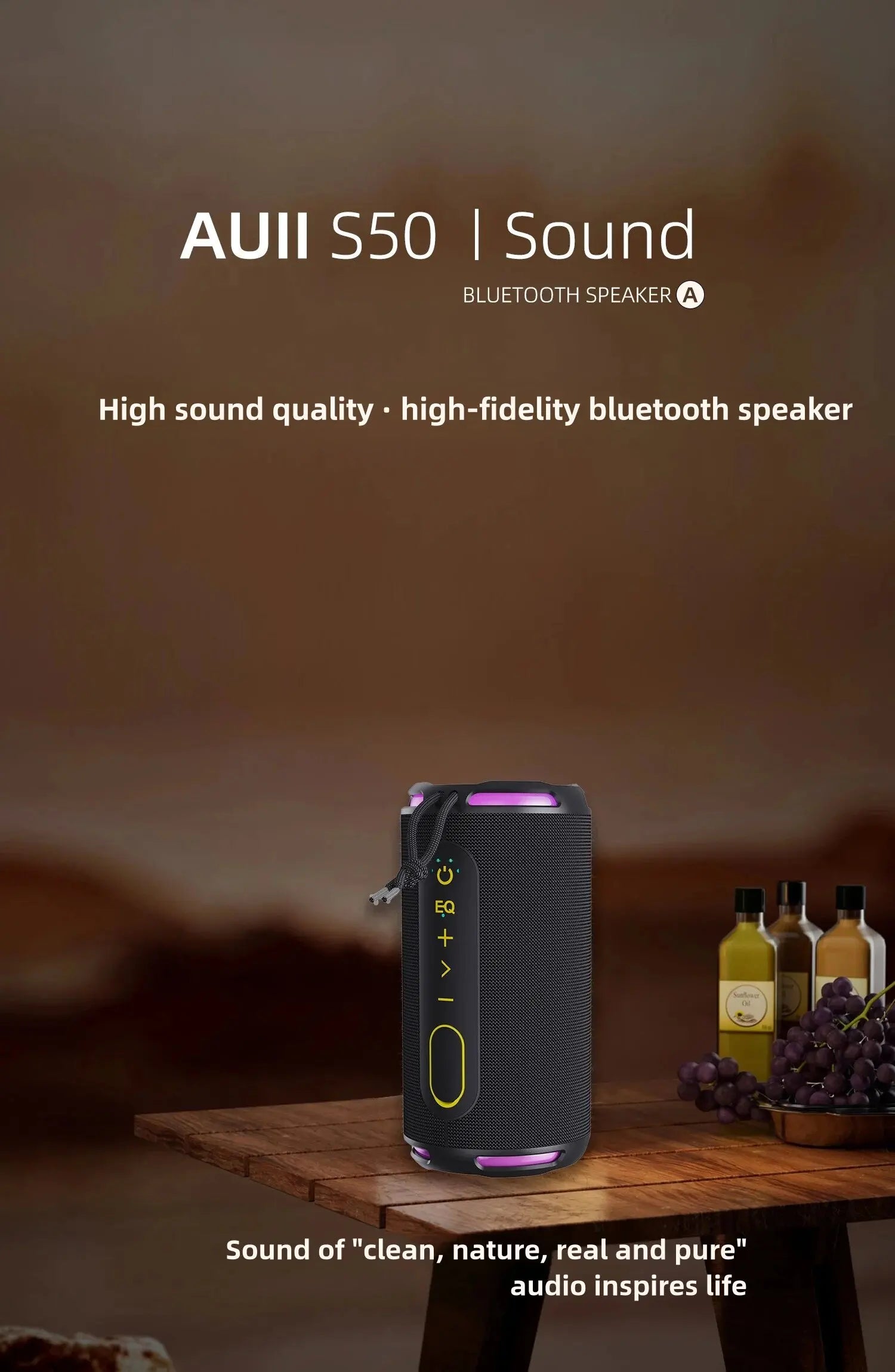 [Upgraded]Portable Bluetooth Speaker, 50W Loud Stereo Sound, IPX7 Waterproof, 10H Playtime, RGB Lights,Perfect for Party/Outdoor