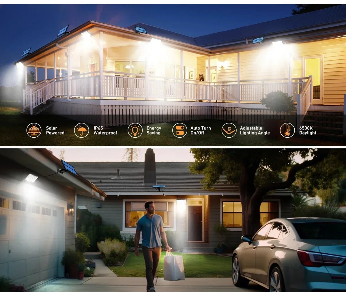 Solar Motion Sensor Lights with Remote,Outdoor Security Flood lights 3 Heads,3 Lighting Modes for Garden Camping 280 Leds-280LED