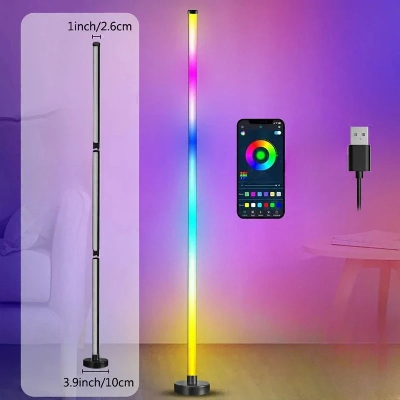 Smart LED Floor Lamp RGB Remote & APP Control Music Sync Corner Lighting Modern Mood Standing Lamp for Living Room Gaming