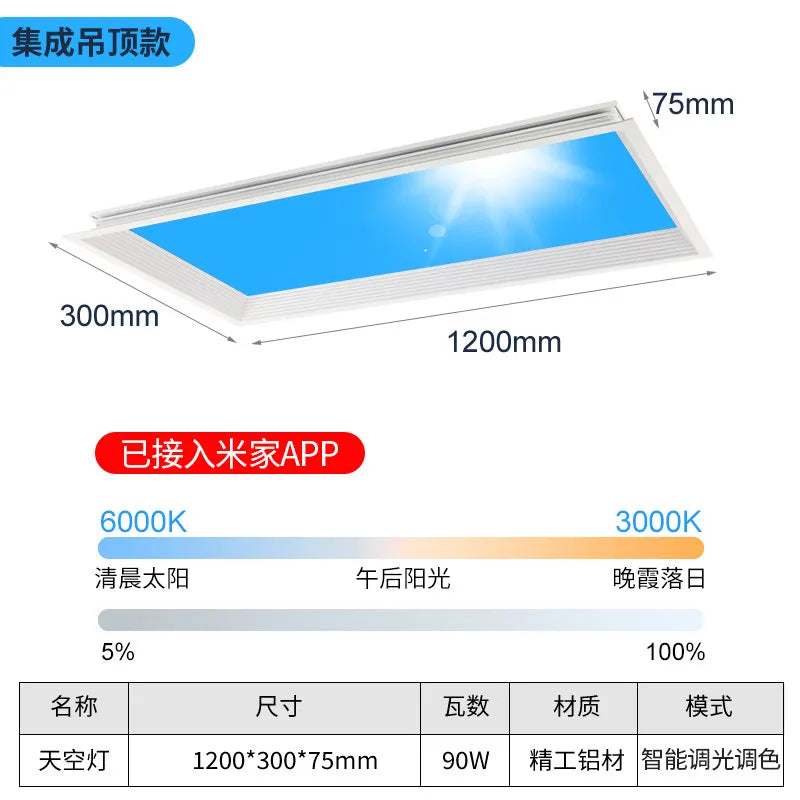 Modern Smart Integrated LED Ceiling Light Sky Blue Clouds Effect Daylight Simulation for Kitchen Home Lighting Room Decor