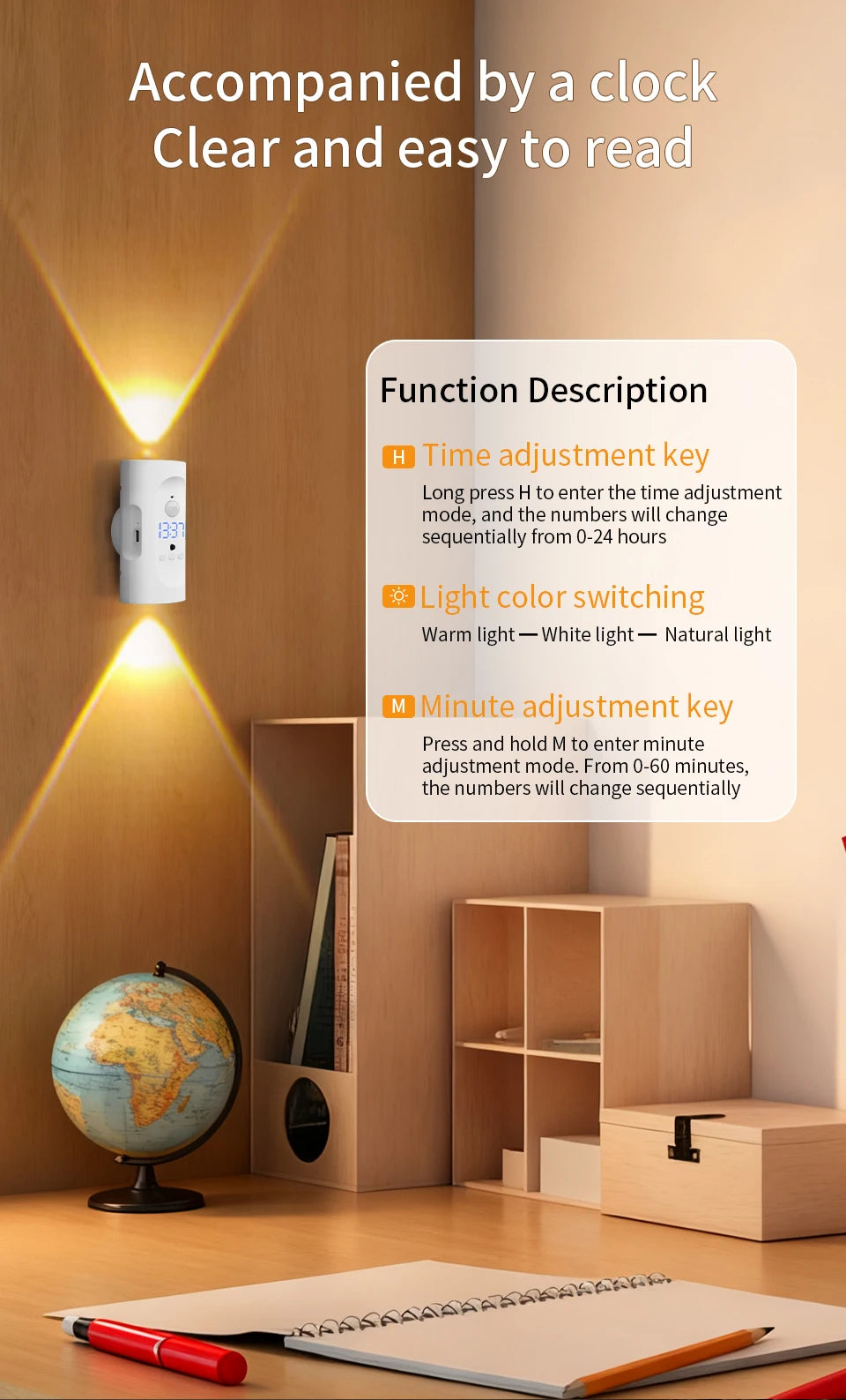 Motion Sensor LED Wall Light 3 Colors Wireless Magnetic Double Head Spotlight For Bedroom Living Room Closet Stairs Lighting