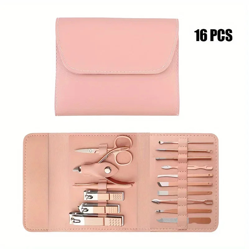 16pcs Professional Nail Care Kit with Travel Case - Manicure & Pedicure Set including Nail Clippers And Cuticle Nippers