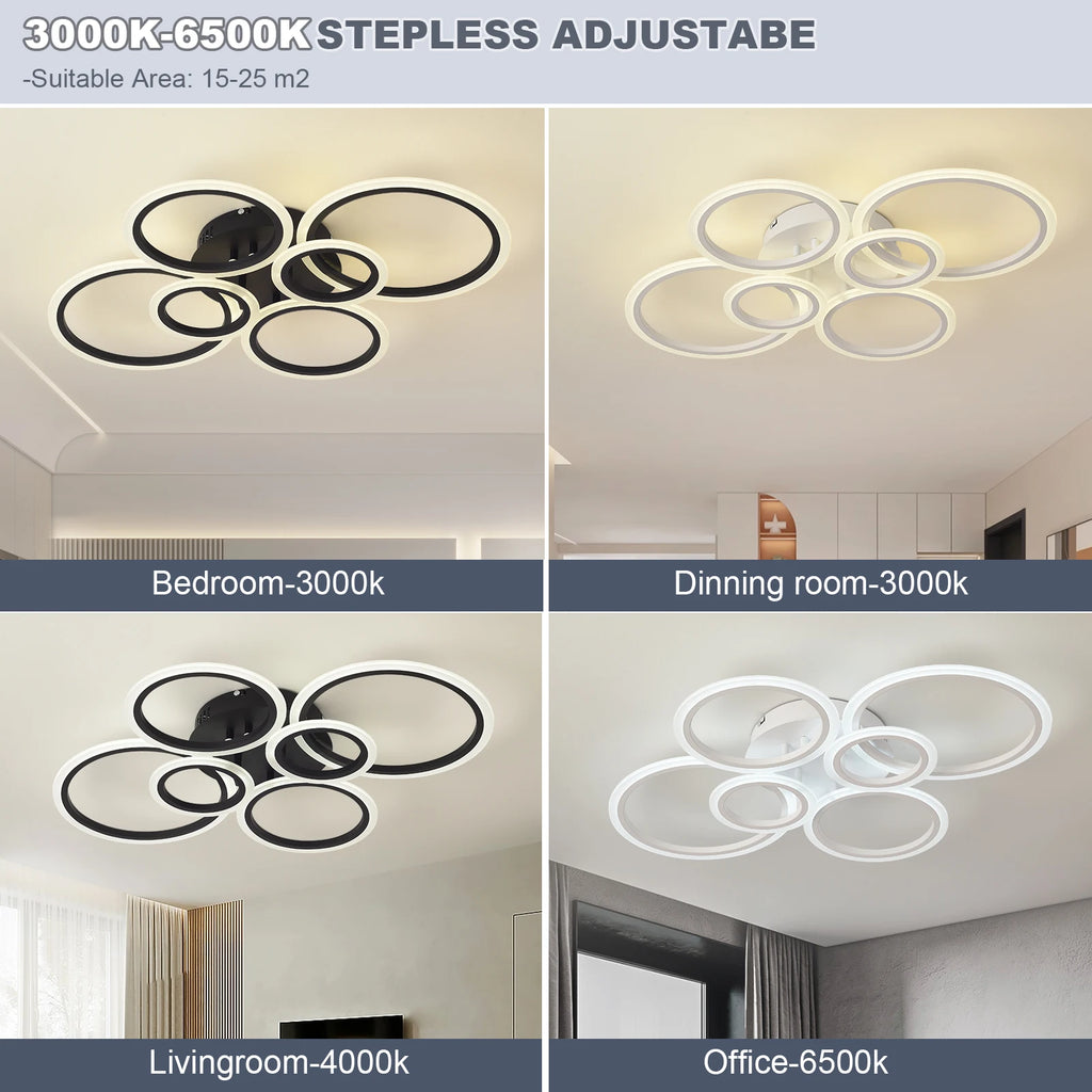 Modern Ring LED Ceiling Light Indoor Lighting Glossy Acrylic Dimmable Light Bedroom Living Room Ceiling Light Modern Home Decor