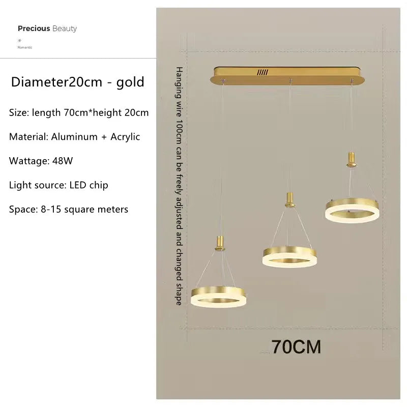 Smart Home Modern Round Design LED Ceiling Chandelier For Living Room Restaurant Bedroom Circle Rings Lighting Fixture Luminaire