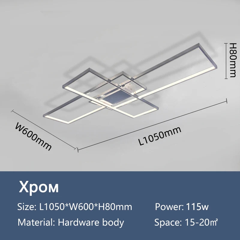 Smart Home Alexa Rectangle Aluminum Modern Led Ceiling Lights For Living Room Bedroom 85-265V White/Black Ceiling Lamp Fixtures
