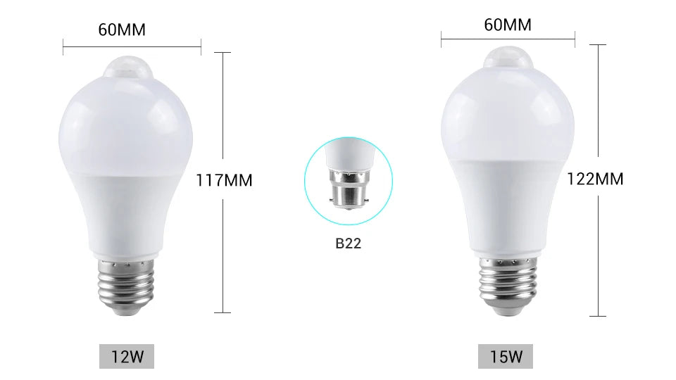Motion Sensor Night Light Bulbs E27 B22 Motion Activated Dusk to Dawn Security Bulb Night Lamp for Garage Porch Stairs Hallway