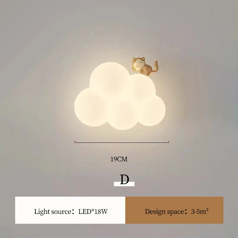 Modern Cute Cartoon LED Wall Lamps Art Creative Animals Balloons Lights for Chidren's Bedroom Living Room Home Decor Chandeliers