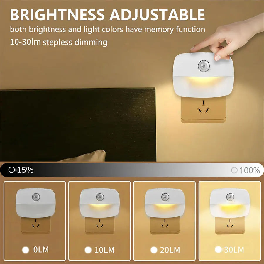 Motion Sensor LED Night Light EU US Plug in Socket Wall Lamp 3 Modes Wireless Night Lamp For Bedroom Hallway Stairs Kitchen Ligh