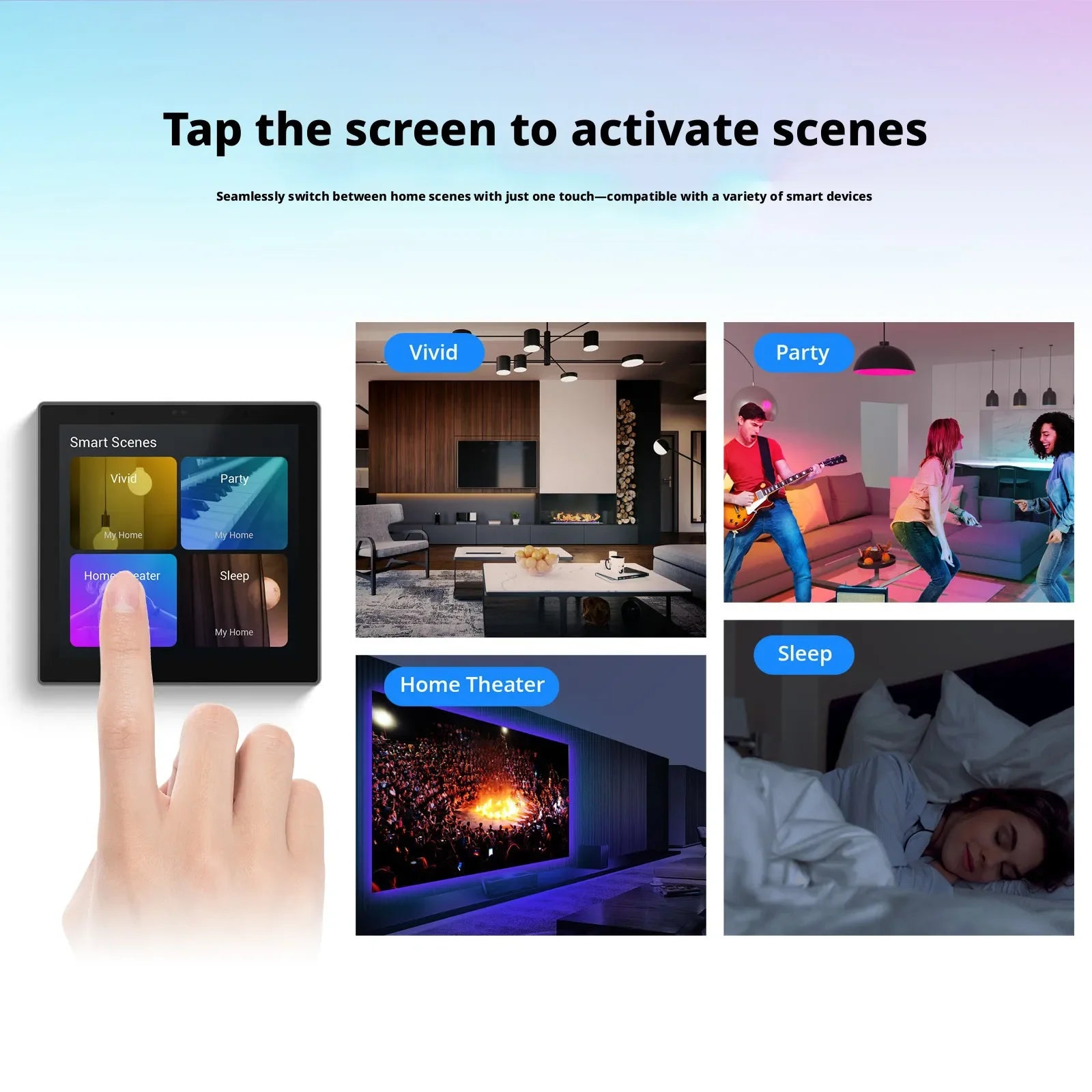 Smart Home 86 Multi functional Central Control Screen WiFi Switch Panel Touch Screen Home Security Zigbee Voice Gateway