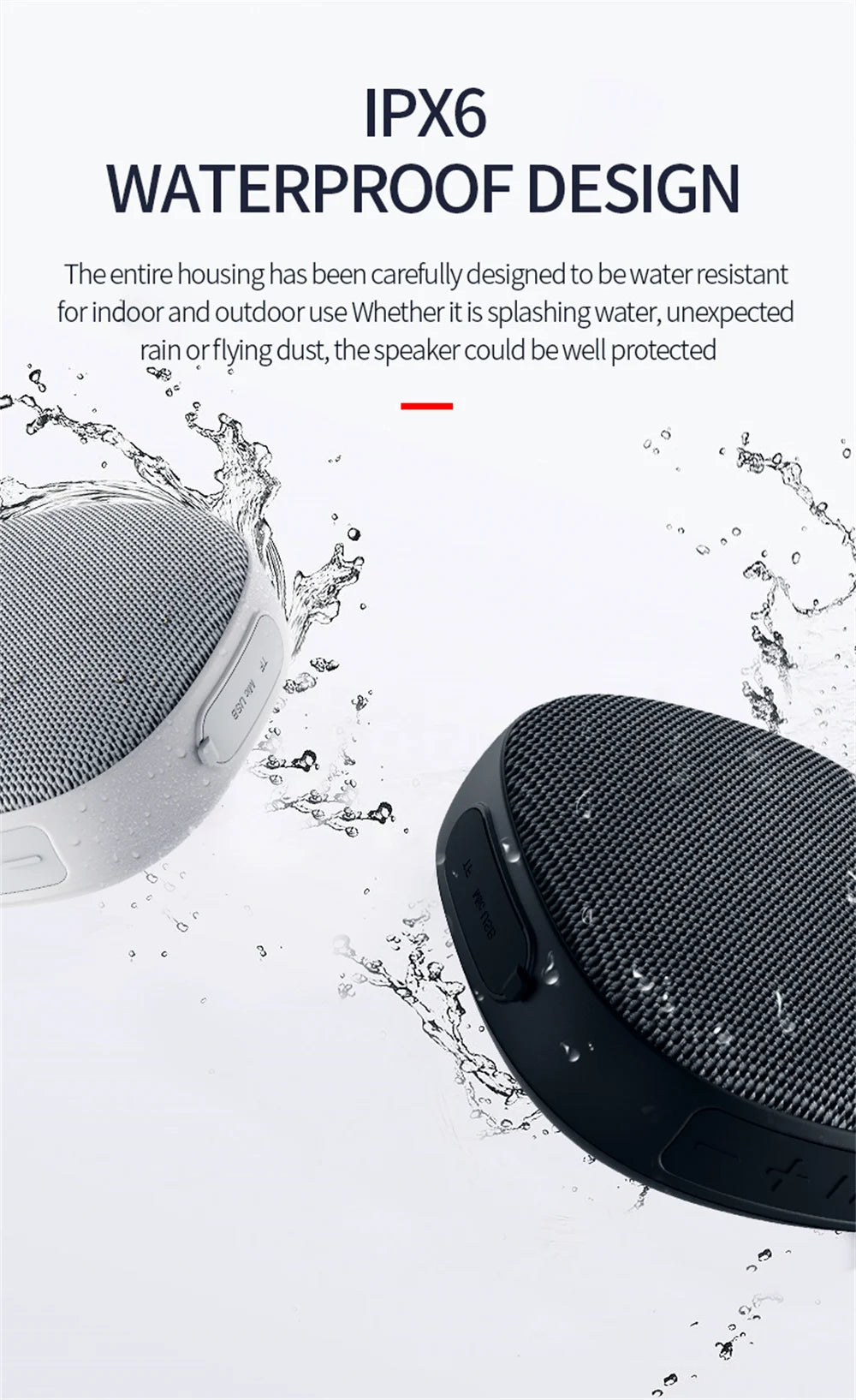 Portable Bluetooth Speakers Wireless Waterproof IPX6 TWS Fabric Mini Subwoofer Card Magnet Small Stereo Audio Player