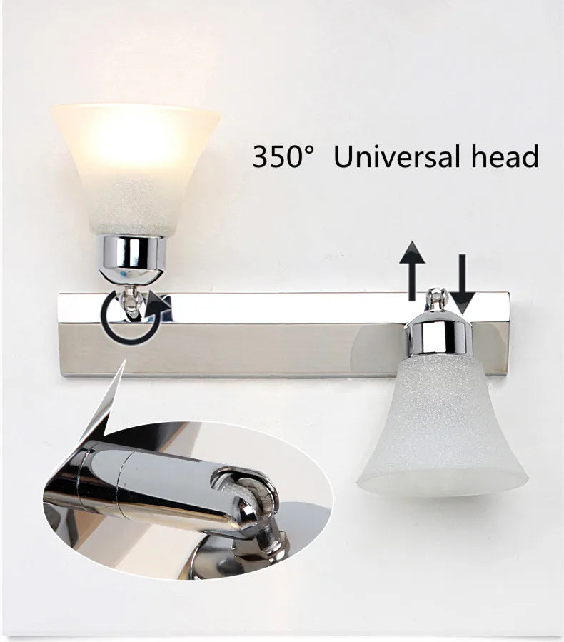 Modern Wall Mirror Light for Bathroom Dressing Room 3/4/5 Lights Silver Wall Lamp Glass Lampshade E27 Indoor Decoration Lighting