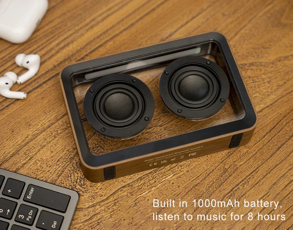 Creative Transparent Bluetooth Speaker with Dual Horn Clear Sound Quality Desktop Decoration Home Mini Audio Reading Light