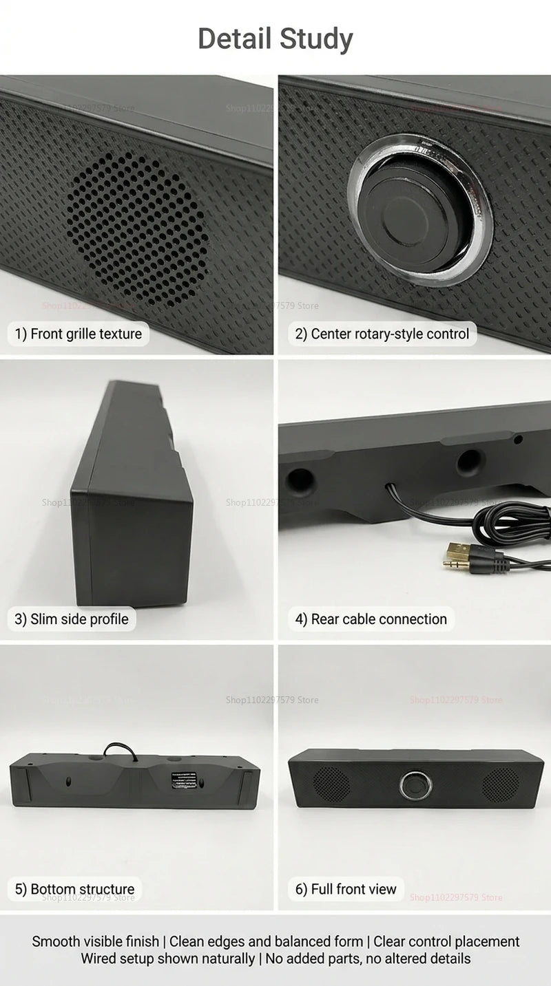 Wired Bluetooth Speaker USB Powered Soundbar Stereo Bass Dual Speaker Home Theater TV PC Laptop Gaming Portable Audio Box