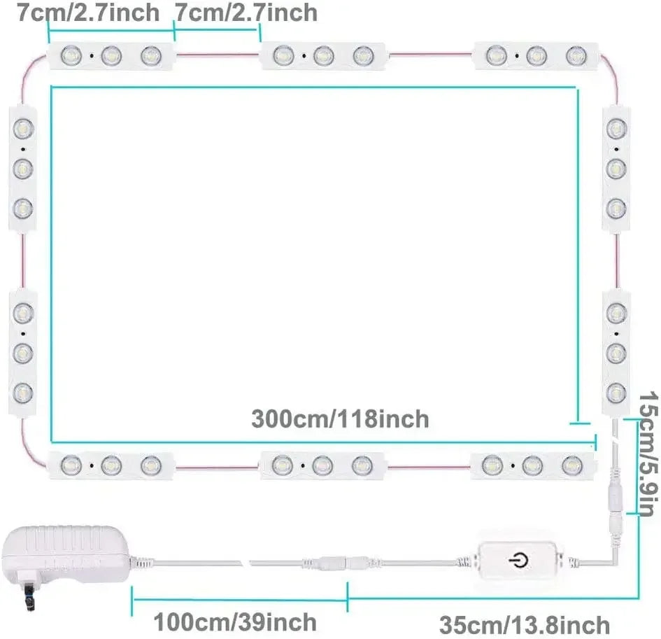 Led Vanity Mirror Lights Kit Vanity Make Up Light Dressing Table Strip Light Touch Control Dimmable Waterproof Mirror Front Lamp