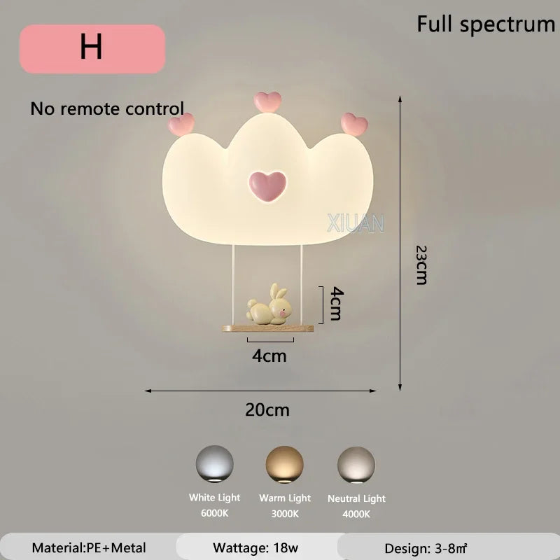 Modern Cute Cartoon LED Wall Lamps Art Creative Animals Balloons Lights for Chidren's Bedroom Living Room Home Decor Chandeliers