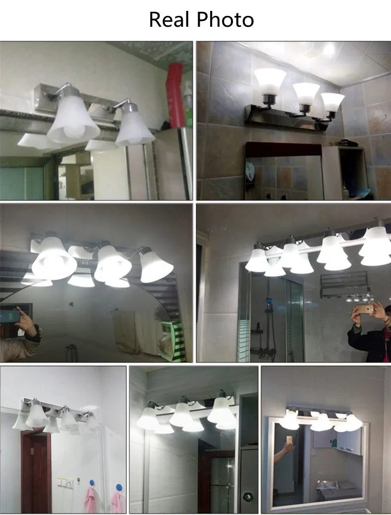 Modern Wall Mirror Light for Bathroom Dressing Room 3/4/5 Lights Silver Wall Lamp Glass Lampshade E27 Indoor Decoration Lighting