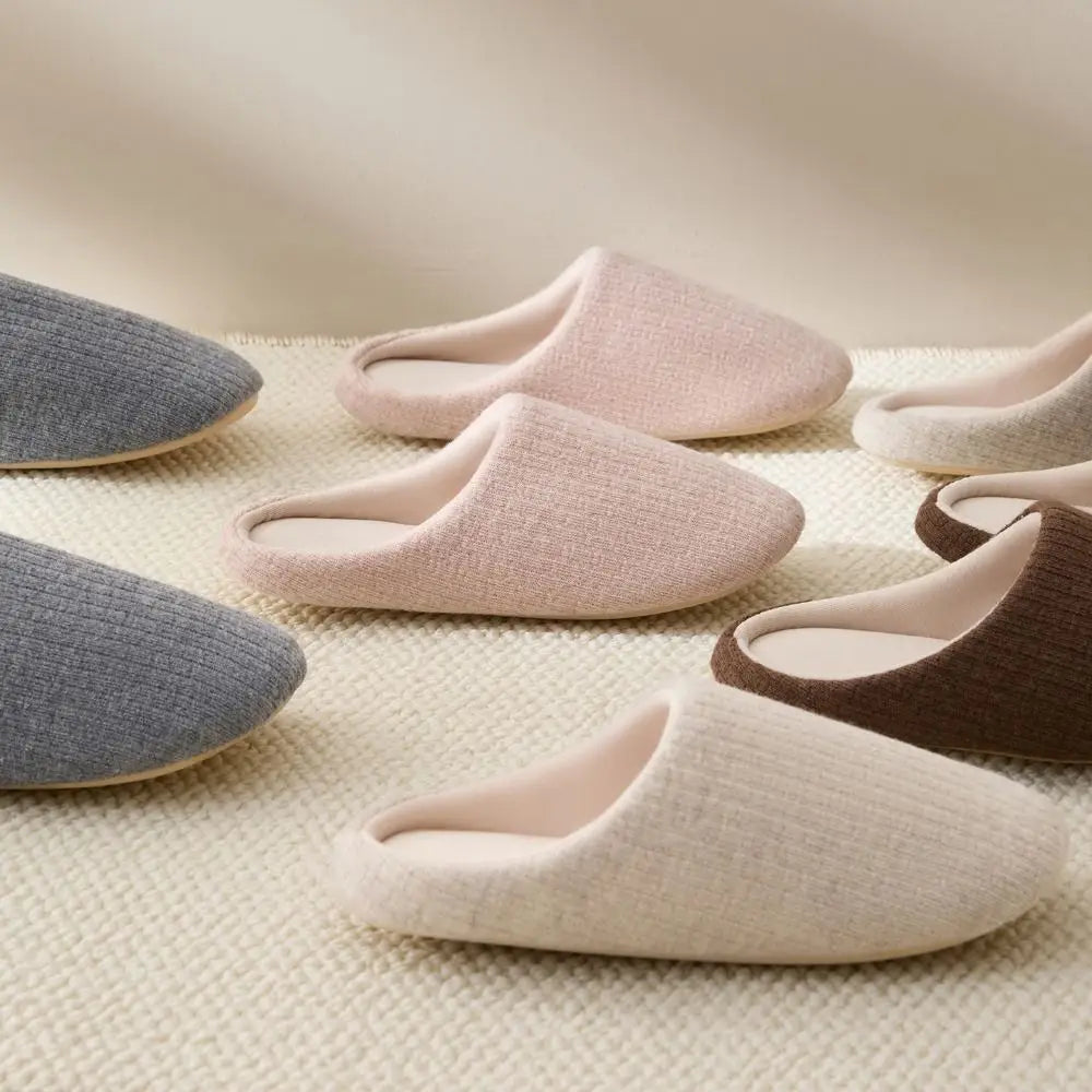 Soft Sole Silent Cotton Slippers Simple Anti-slip Indoor Slippers Women Japanese Style House Shoes Closed-toe slippers Couple