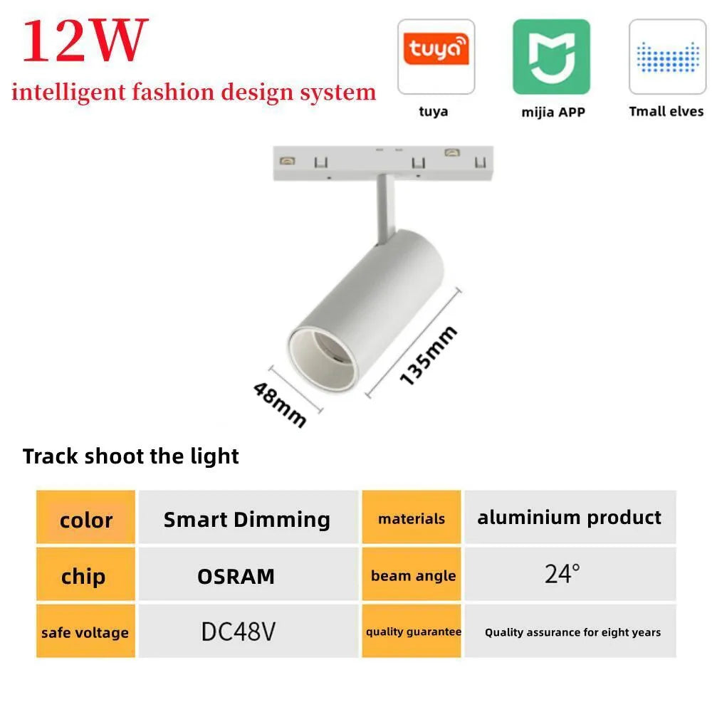 New White Tuya Smart LED Track Light Embedded Masterless Lighting lamp Living Room Light Voice Control Magnetic Track Light