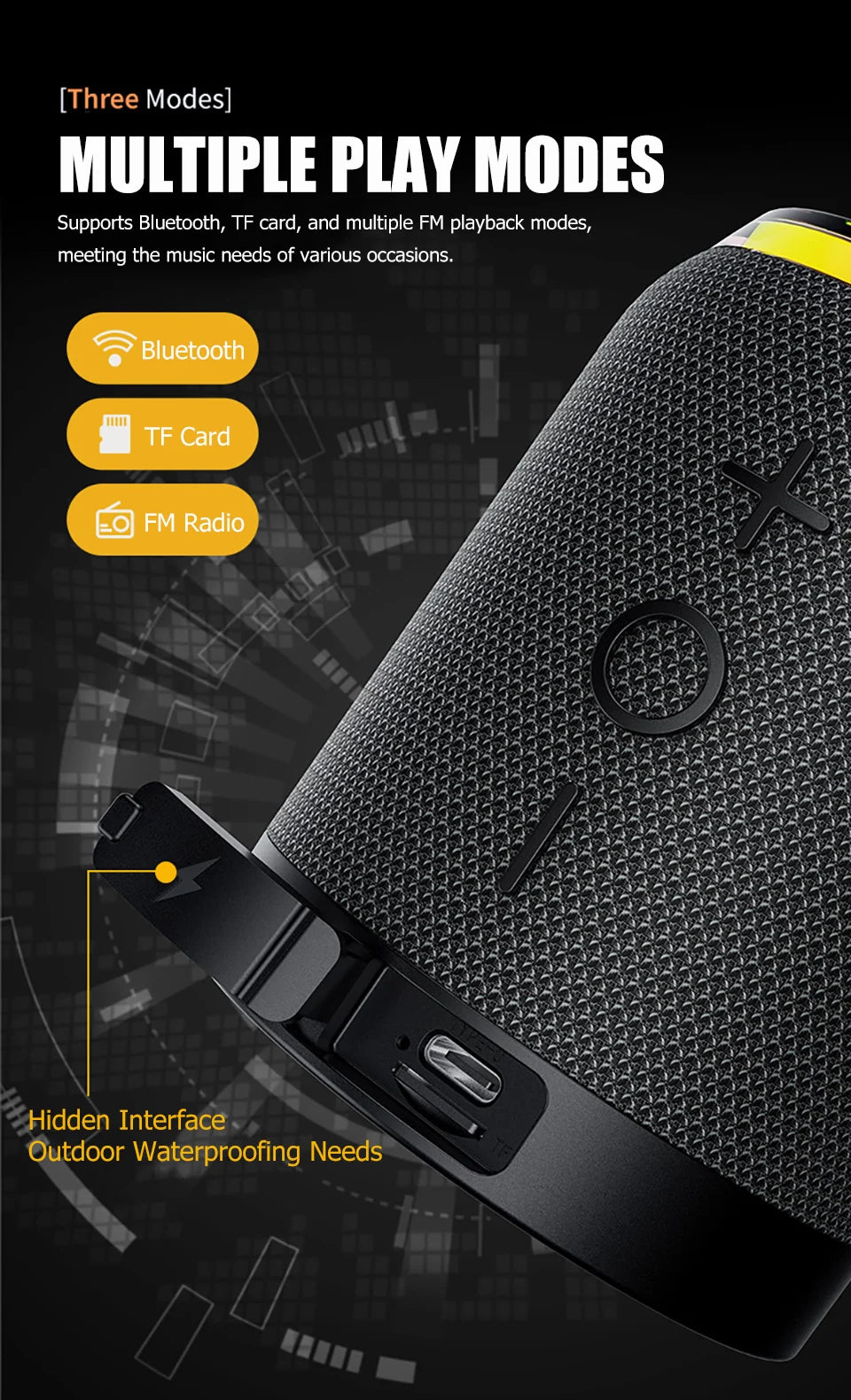 Portable Bluetooth Speaker TWS Stereo Dual Speaker High Volume Wireless Split Speaker Outdoor Waterproof Heavy Bass Speaker