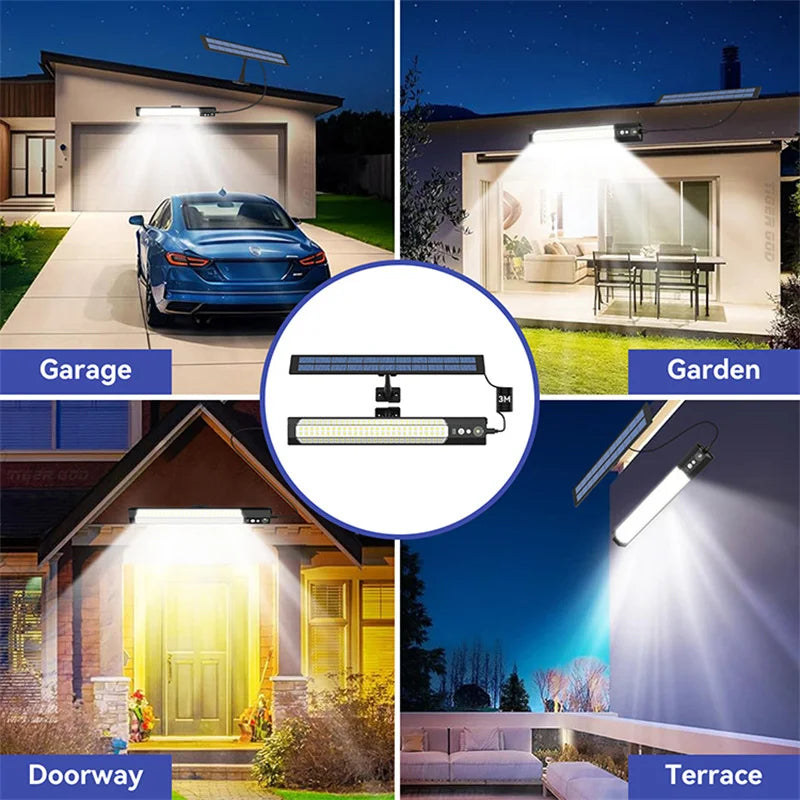 Solar Lights Outdoor Motion Sensor 158LED Flood Lights with Remote Control IP65 Dusk to Dawn Security Spot Lamp For Garden Fence