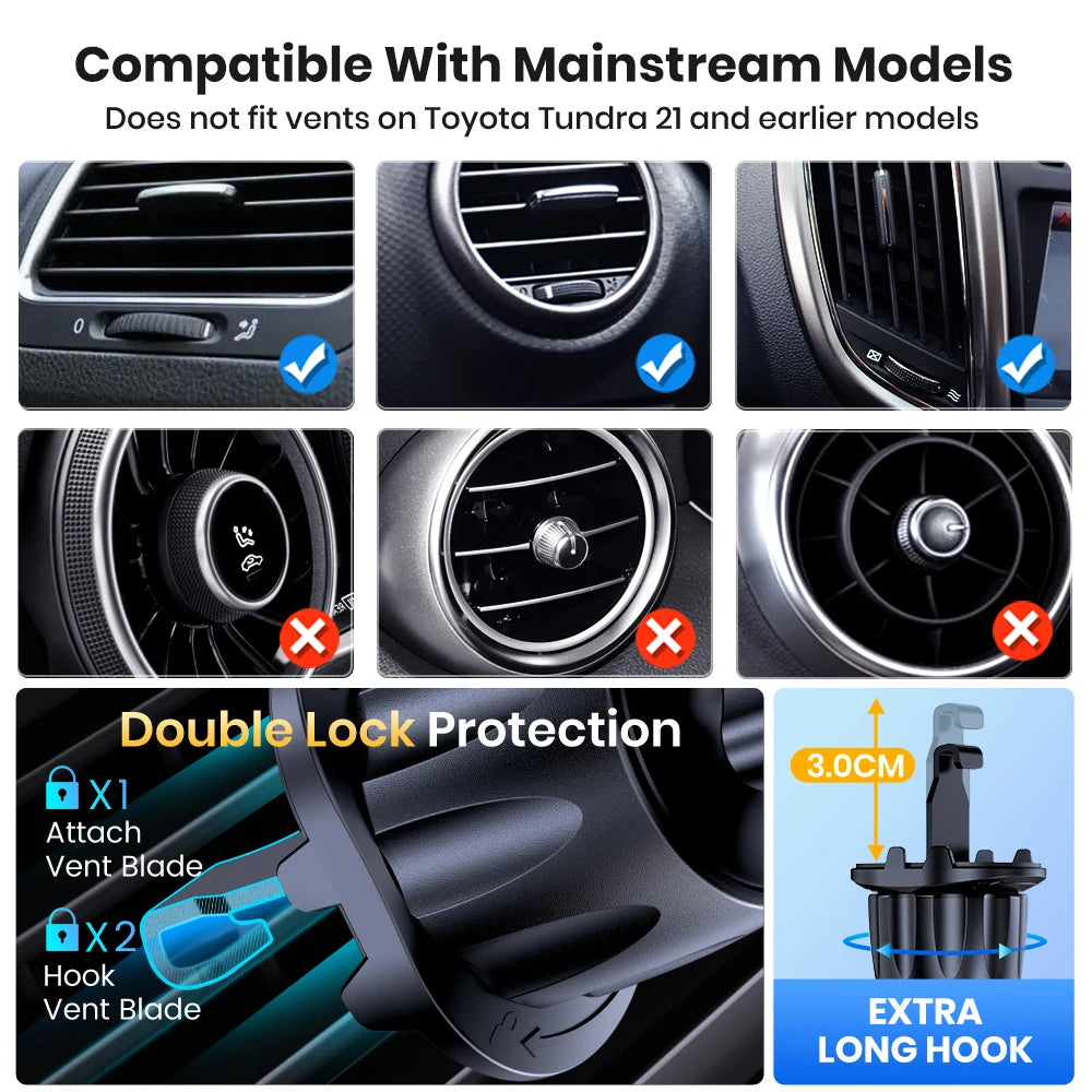 TOPK Car Phone Holder Air Vent Mount Cell Phone Holder Car Mount Compatible with iPhone 15 14 13 Pro Max Plus All Phones