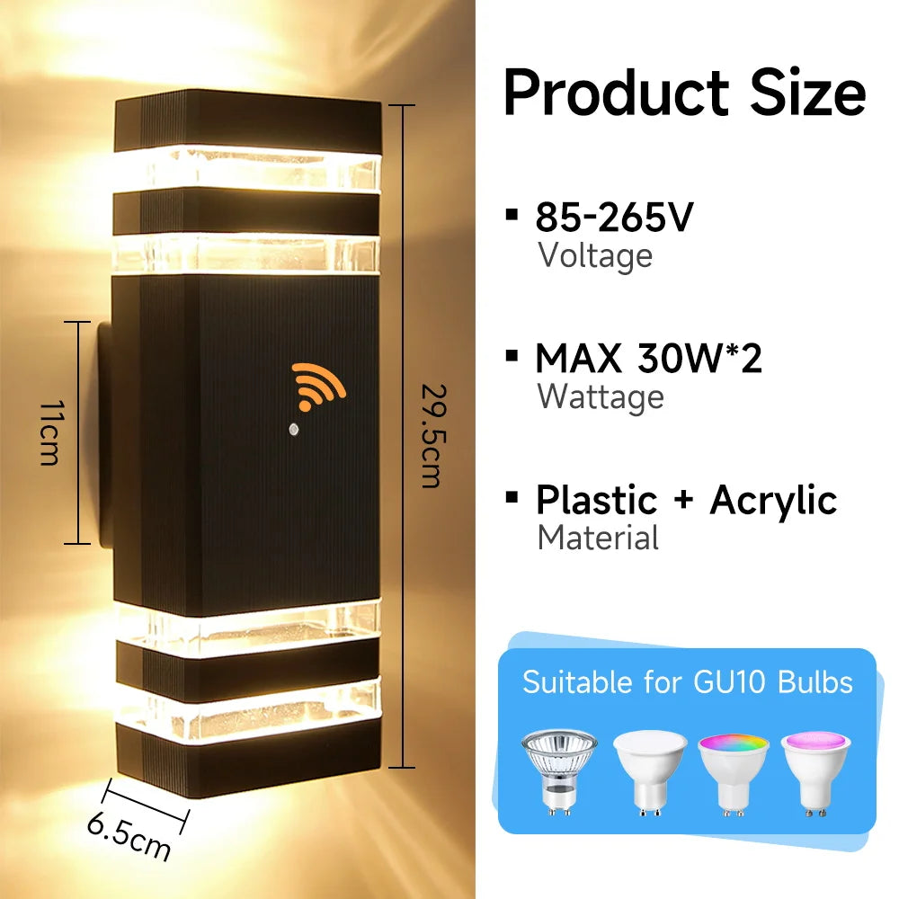 Smart Wall Lights Motion Sensing Outdoor Led Wall Lamps Waterproof 110v 220v For Porch Lamps Backyard Garden Garage Decor