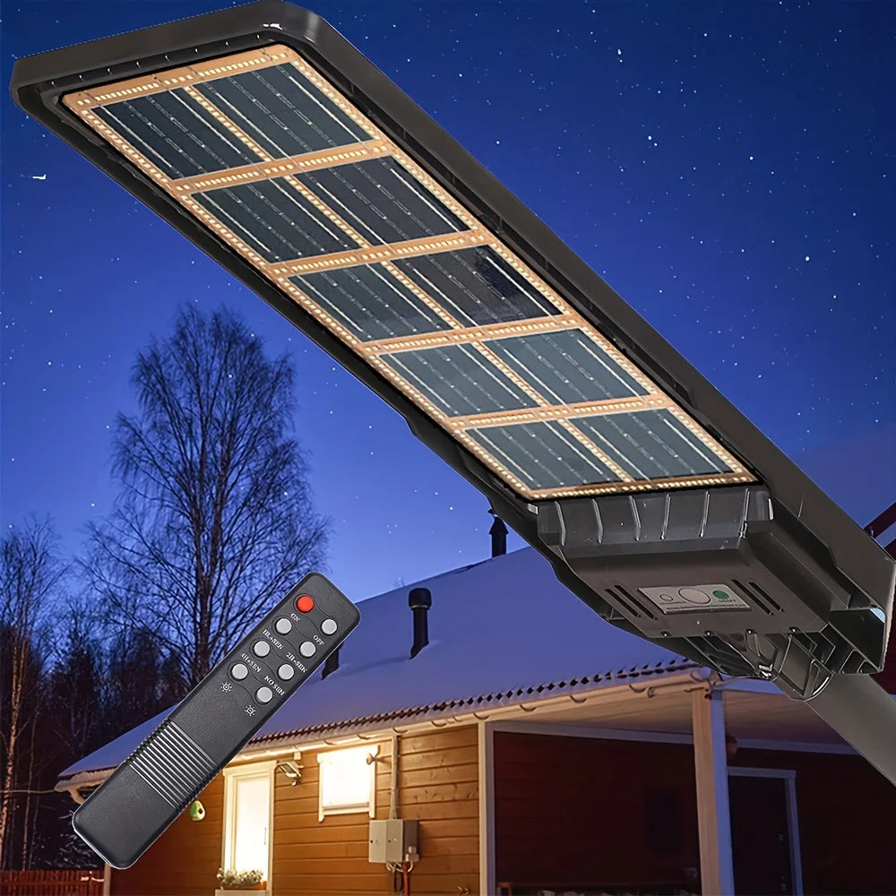 Motion Sensor Solar Outdoor Lights Double Side 200W 70000LM LED Garden Floodlights Dimmable Remote Control Street Lamp