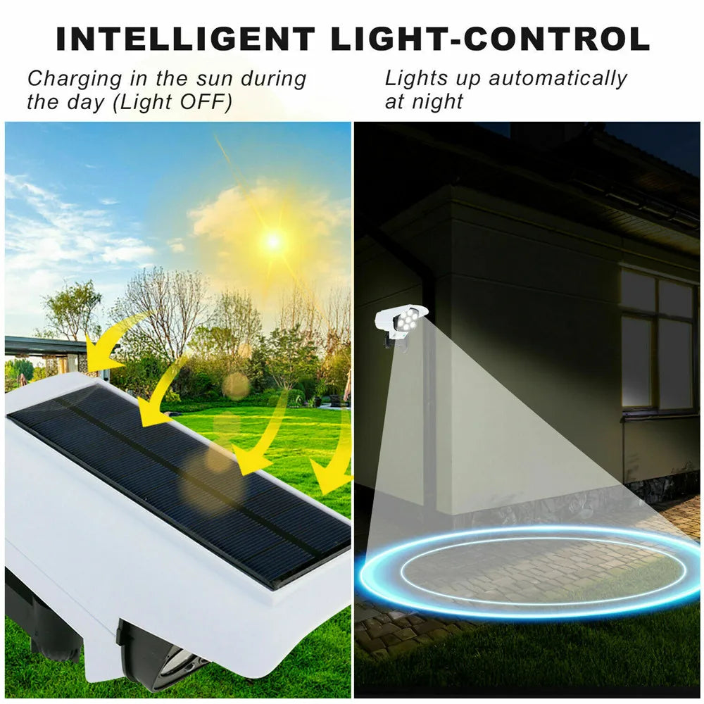 Outdoor Solar Light Motion Sensor Security Dummy Camera Wireless Flood Light IP65 Waterproof 77 LED Lamp 3 Mode For Home Garden