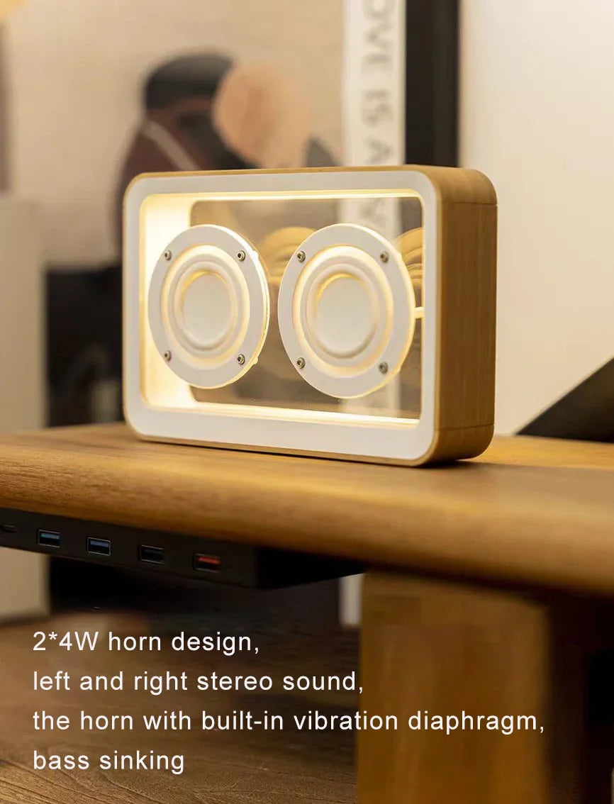Creative Transparent Bluetooth Speaker with Dual Horn Clear Sound Quality Desktop Decoration Home Mini Audio Reading Light