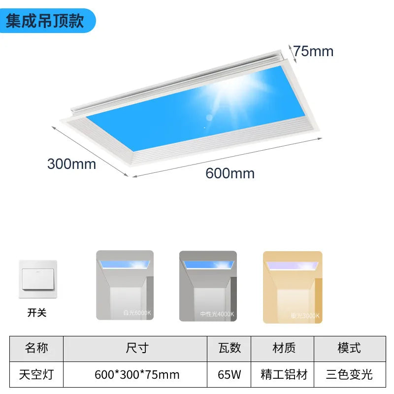 Modern Smart Integrated LED Ceiling Light Sky Blue Clouds Effect Daylight Simulation for Kitchen Home Lighting Room Decor