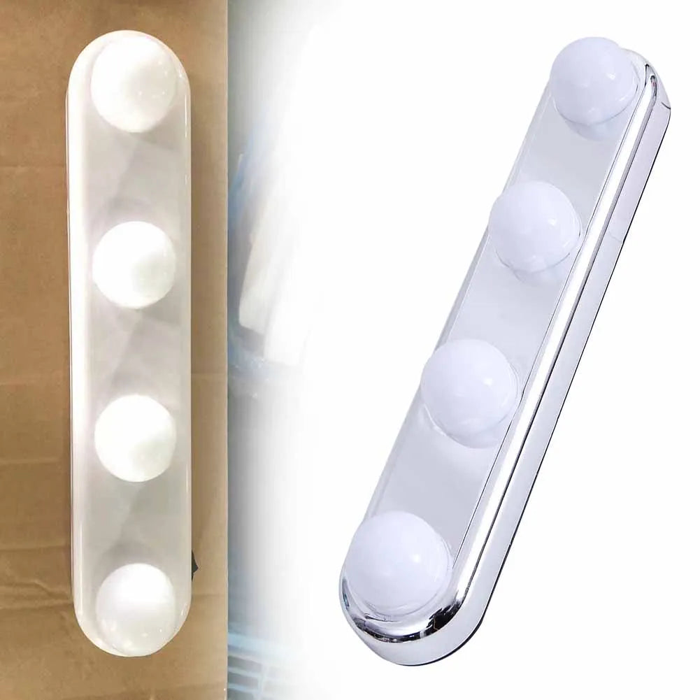 Vanity Lights For Mirror Lighted Makeup Vanity Mirror Dimmable Lights 4 LED Lamps Suction-Cup Mounting Bathroom For Tabletop