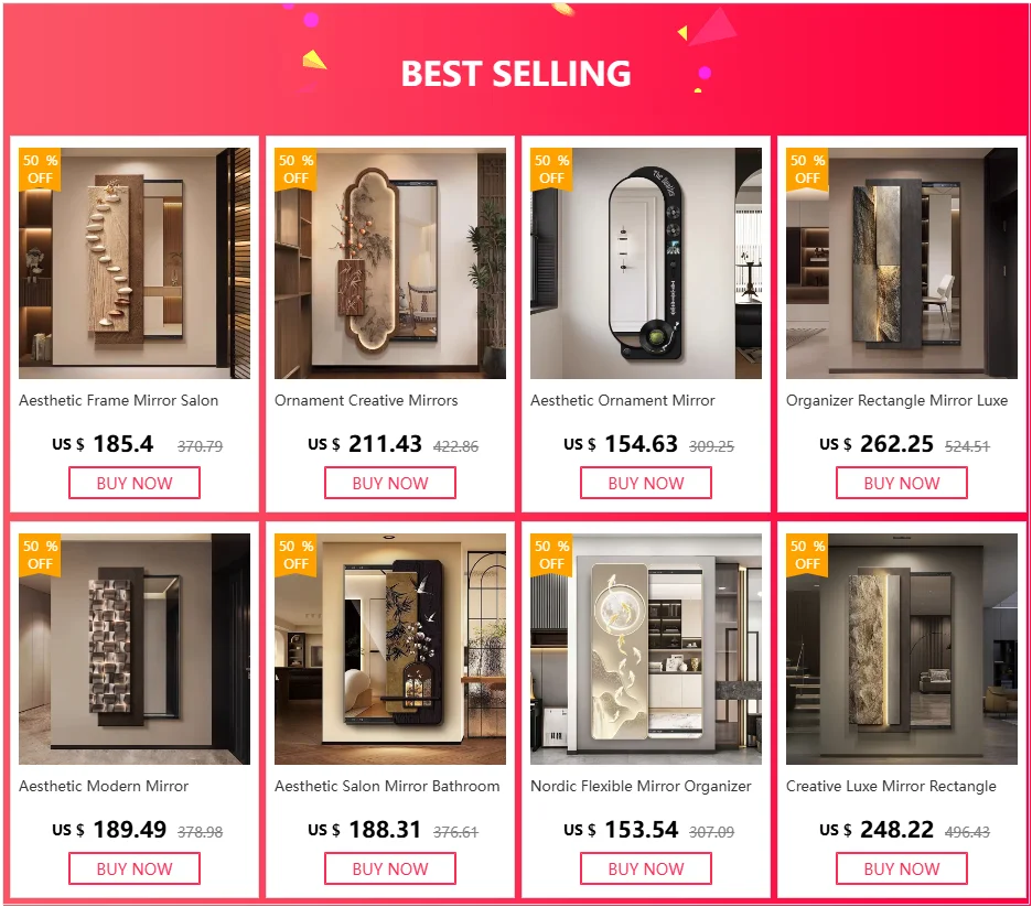 Modern Ornament Mirror Aesthetic Bathroom Flexible Rectangle Mirror Organizer Big Decorazioni Casa Home Furniture Decoraction