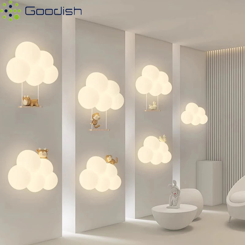 Modern Cute Cartoon LED Wall Lamps Art Creative Animals Balloons Lights for Chidren's Bedroom Living Room Home Decor Chandeliers