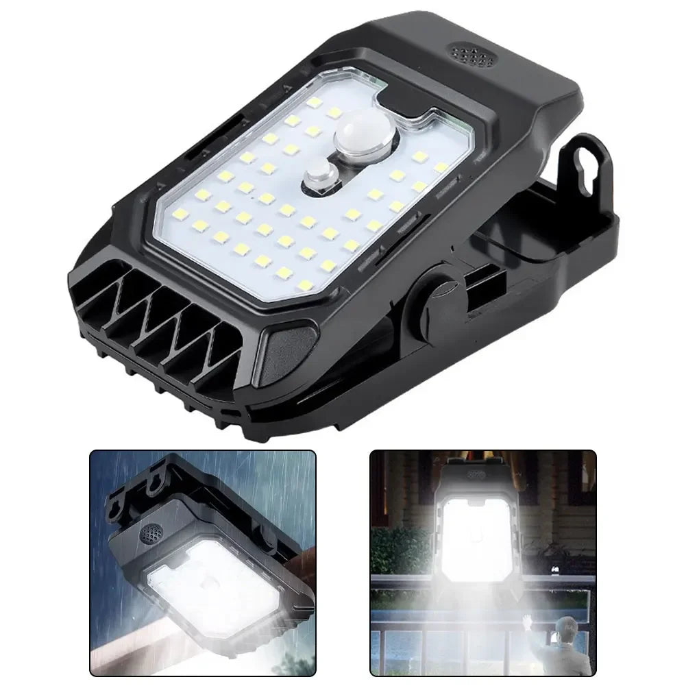 Motion sensor solar outdoor wall lamp with charging clip waterproof LED light for garden driveway porch security