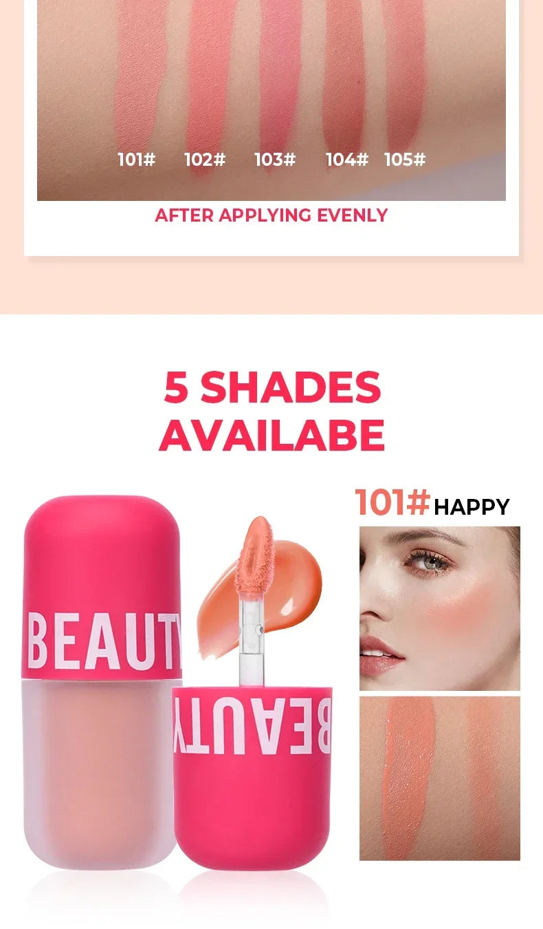 BEAUTY GLAZED 5 Colors Blush Serum Long Lasting Waterproof Natural Cheek Tint Blusher Matte Cream On Face Make Up Cosmetics